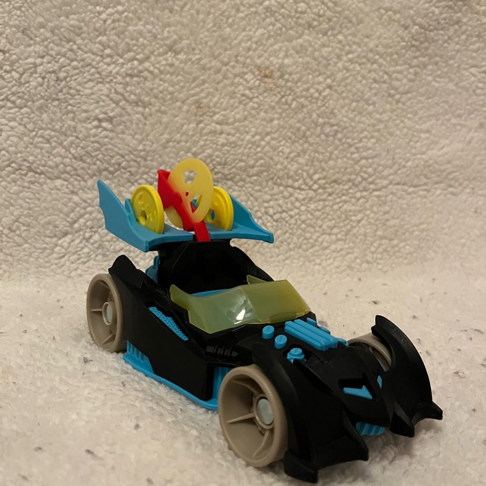 Black and Blue Batman Toy Car with Yellow Accents